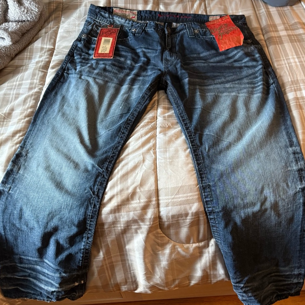 Blue Relaxed Fit Jeans with Natural Fading